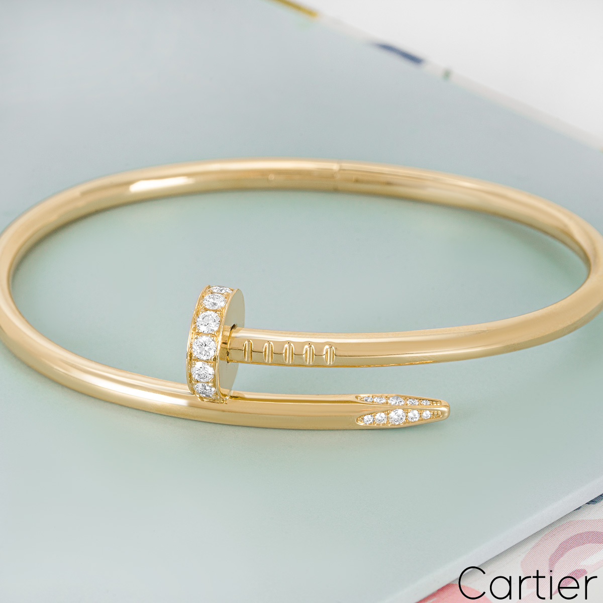 Cartier Yellow Gold Diamond Juste Un Clou Bracelet Size 18 B6048618